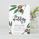 olijftuscan laurel moderne huwelijksuitnodiging kaart (Staand voorkant)