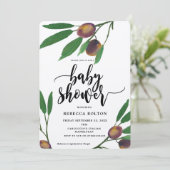 olijftuscan modern kraft baby shower - uitnodiging (Staand voorkant)