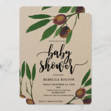 olijftuscan modern kraft baby shower - uitnodiging