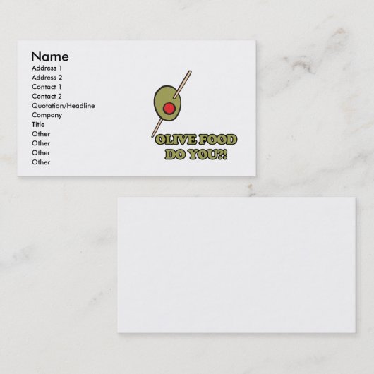 olijfvoer visitekaartje (Voorkant / Achterkant)