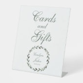 Olijfwistkaarten en -cadeautjes reclamebord met voetstuk (Voorkant)