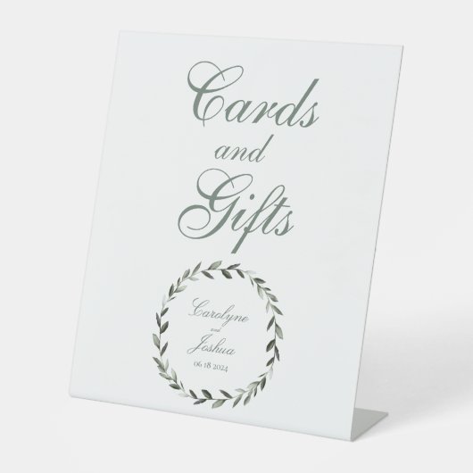 Olijfwistkaarten en -cadeautjes reclamebord met voetstuk (Voorkant)