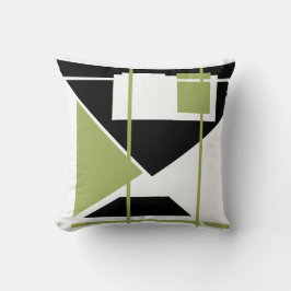 Olijfwit zwart MCM Look Driehoeken Vierkanten Lijn Kussen