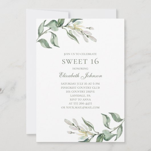 Olijven. Bloemen 16. Zomer 16e verjaardag Kaart (Voorkant)