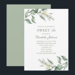 Olijven. Bloemen 16. Zomer 16e verjaardag Kaart<br><div class="desc">Lieve 16 verjaardagsuitnodiging met olijven. Neem contact met me op als je extra items nodig hebt.</div>