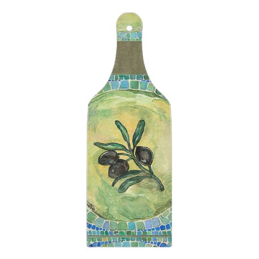 "Olijven" - Decoratief glazen kappersbordpapier Snijplank (Voorkant)