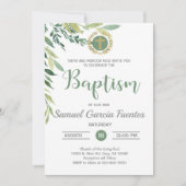 Olijven en bladeren Baptism-uitnodiging. Kaart (Voorkant)