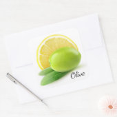 Olijven en citroen vierkante sticker (Envelop)