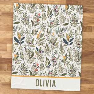 Olijven en Kruiden Elegante Bloemrijke Persoonlijk Fleece Deken