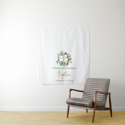 Olijven Goud Grieks doopsel Tafelloper Wandkleed (In situ)