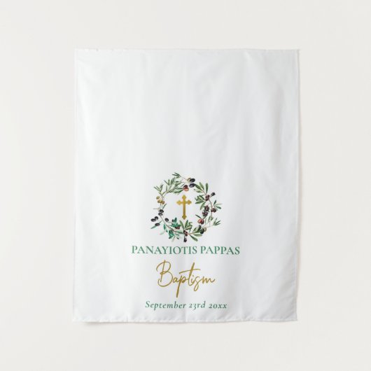 Olijven Goud Grieks doopsel Tafelloper Wandkleed (Voorkant)