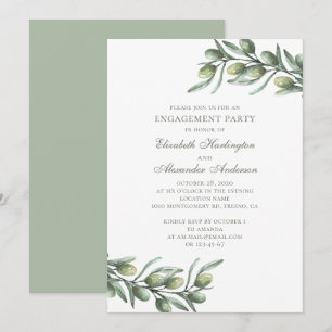 Olijven. Italiaans verlovingsfeest. Zomer botanisc Kaart