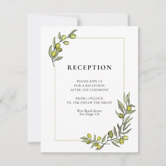 Olijven lijst bruiloft kaart (Voorkant)