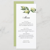 Olijven menu. Italiaanse bruiloft. Groen diner men Menu (Voorkant / Achterkant)