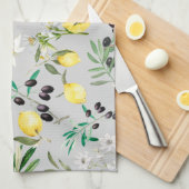 Olijven, Toscane, bloemen, Middellandse Zee,citroe Theedoek (Quarter Fold)