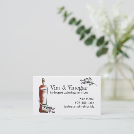 olijven visitekaartje op azijn, flesje chef cateri (Staand voorkant)
