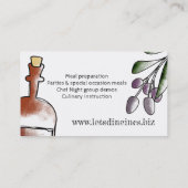 olijven visitekaartje op azijn, flesje chef cateri (Achterkant)