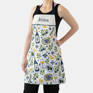 Olijven Wijn Vino Mediterraan Patroon Naam Schort