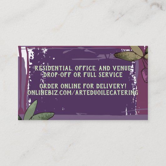 olijvenbranche - olietekker culinaire bus visitekaartje (Achterkant)