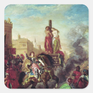 Olinda en Sophronia op de Pyre Vierkante Sticker