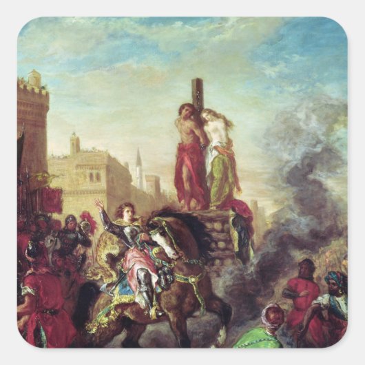 Olinda en Sophronia op de Pyre Vierkante Sticker (Voorkant)