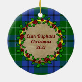 Oliphant Badge & Tartan Gepersonaliseerde Kerstmis Keramisch Ornament (Achterkant)
