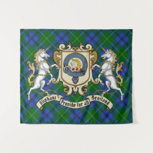 Oliphant Clan Badge & Unicorns w/Tartan Wandkleed