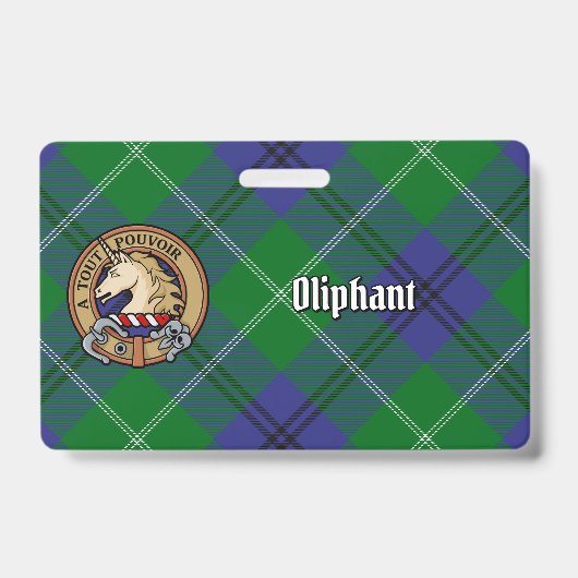 Oliphant Clan Crest over tartan Badge (Voorzijde)