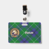 Oliphant Clan Crest over tartan Badge (Voorzijde met clip)