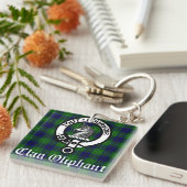 Oliphant Clan Crest & Tartan Sleutelhanger (Voorkant Rechts)