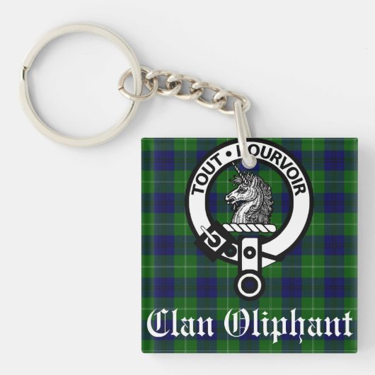 Oliphant Clan Crest & Tartan Sleutelhanger (voorkant)