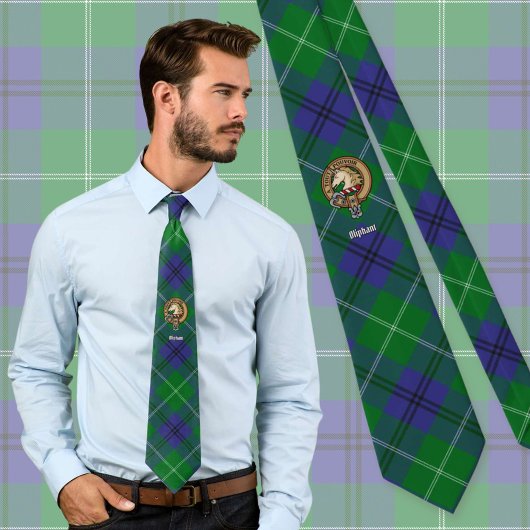 Oliphant Clan Wapen over Tartan Stropdas
