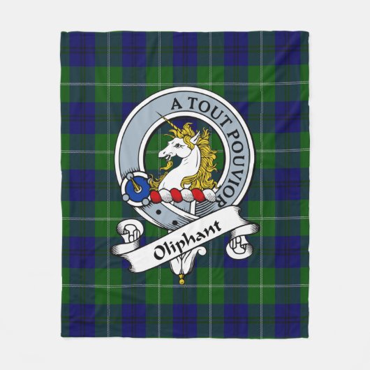 Oliphant Modern Clan Badge Tartan Pset Fleece Deken (Voorkant)