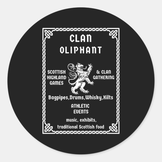 Oliphant Schotse Clan Afstammeling Ronde Sticker (Voorkant)