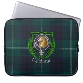 Oliphant Schotse Clan Tartan en Wapenembleem Laptop Sleeve