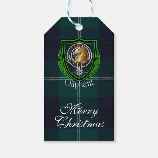 Oliphant Schotse Clan Tartan & Wapen Cadeaulabel (Voorkant)