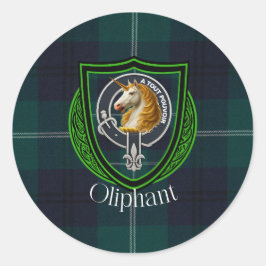 Oliphant Schotse Clan Tartan & Wapen Ronde Sticker
