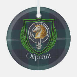 Oliphant Scottish Clan Tartan & Crest Glas Ornament