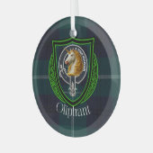Oliphant Scottish Clan Tartan & Crest Glas Ornament (Voorkant links)