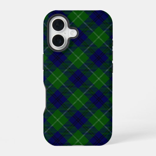 Oliphant tartan blauw groen ruit iPhone 16 hoesje (Achterkant)
