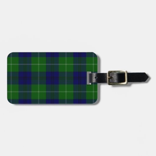 Oliphant tartan blue green plaid bagagelabel (Voorkant horizontaal)