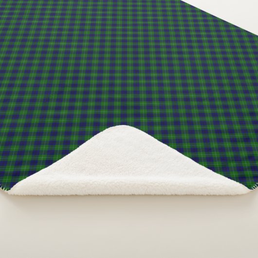 Oliphant tartan blue green plaid sherpa deken (3/4)