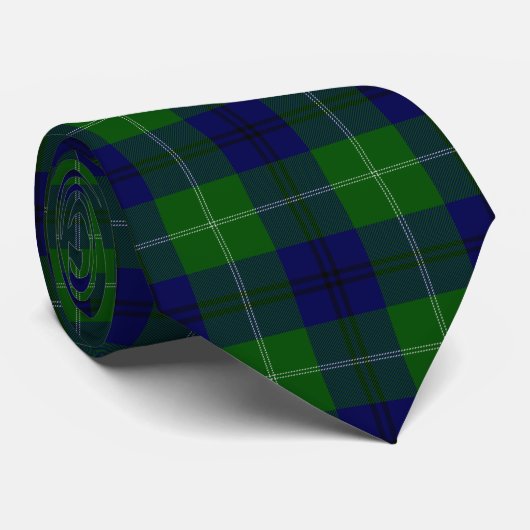 Oliphant tartan blue green plaid stropdas (Opgerold)