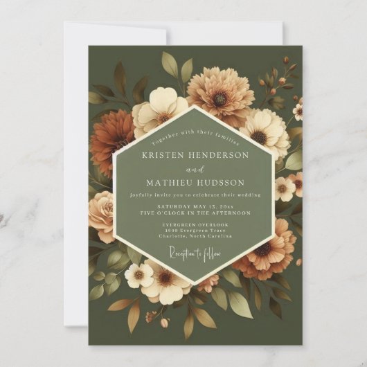 Olive Amber Vintage Wedding Kaart (Voorkant)