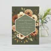 Olive Amber Vintage Wedding Kaart (Staand voorkant)
