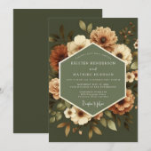 Olive Amber Vintage Wedding Kaart (Voorkant / Achterkant)