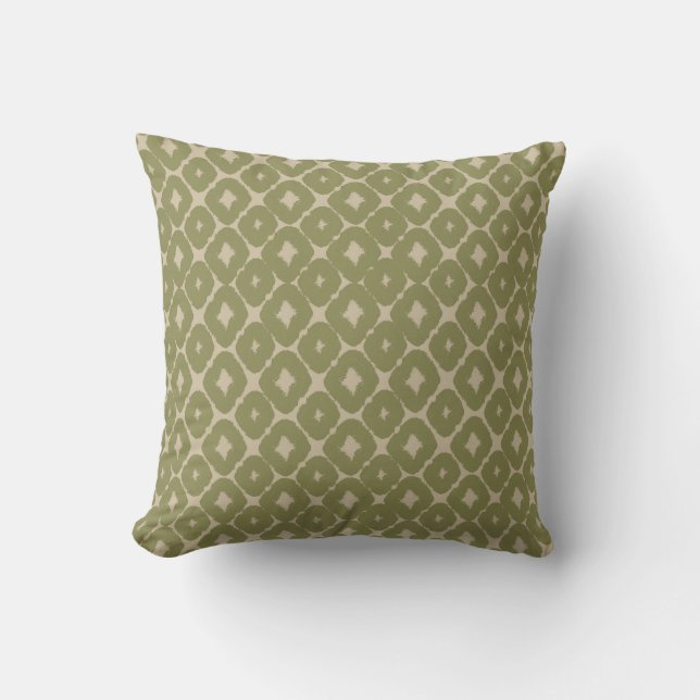 Olive and cream Boho Geometric Throw Pillow Kussen (Voorkant)