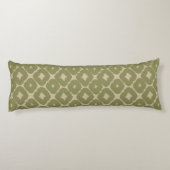 Olive and cream Boho Geometric Throw Pillow Lichaamskussen (Achterkant)