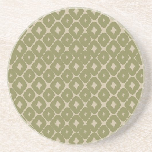 Olive and cream Boho Geometric Throw Pillow Zandsteen Onderzetter (Voorkant)