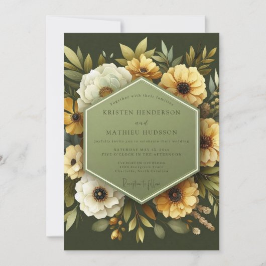 Olive Anemone Autumn Wedding Kaart (Voorkant)